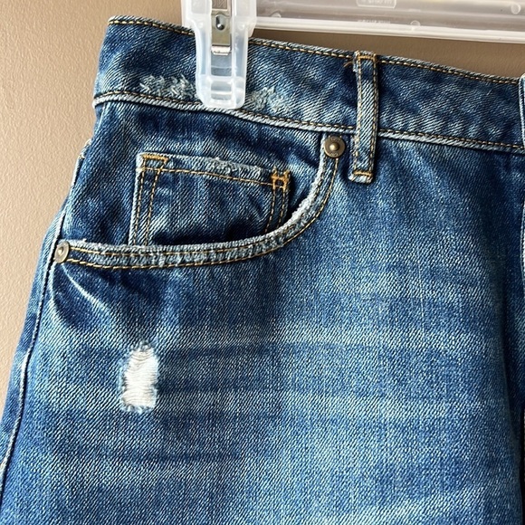 LOFT Denim Cotton Distressed Front Cut Out Skirt Size 6 - Picture 7 of 15